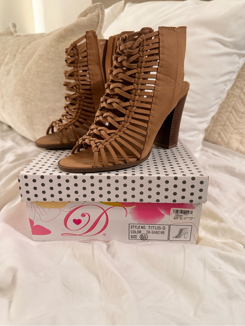 Titus Sandwoven Strappy Block Heel Sandals - Tan